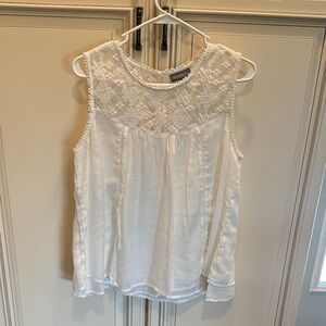 White Embroidered Sleeveless Blouse